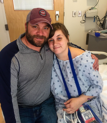 Becky Sieg and her brother Travis Martin before her heart transplant surgery.