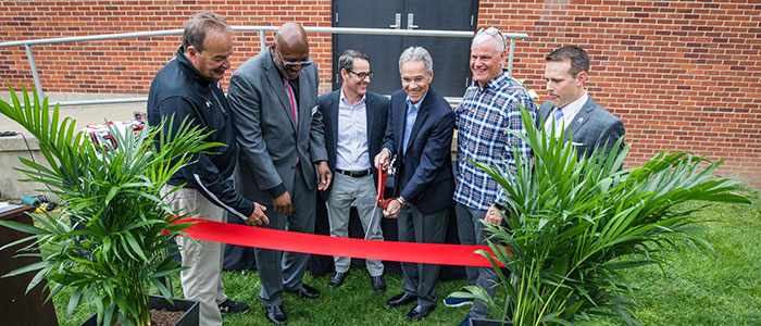Football locker room ribbon cutting