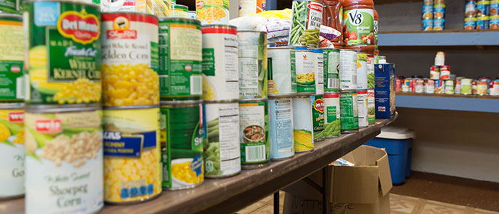 Stacks of canned food