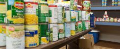 Stacks of canned food