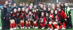 ESU field hockey poses with the NCAA DII runner-up trophy following Saturday’s title game.