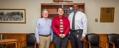 New Student Trustee William Green with Interim President Kenneth Long and COT Chairperson Patrick Ross