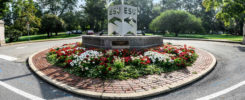 front entrance to campus
